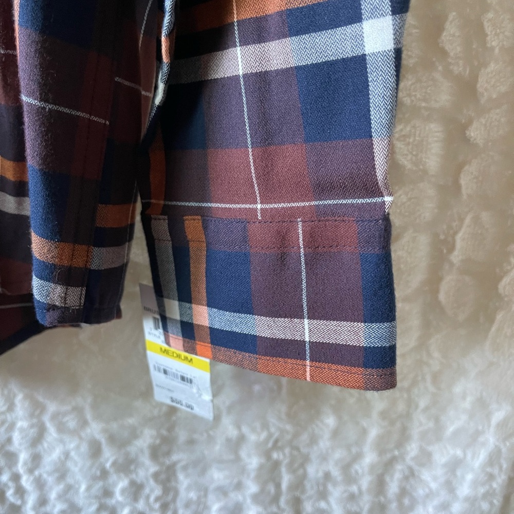 NWT Club Room: Men’s (M) plaid long sleeve shirt autumn colors. - Picture 4 of 16